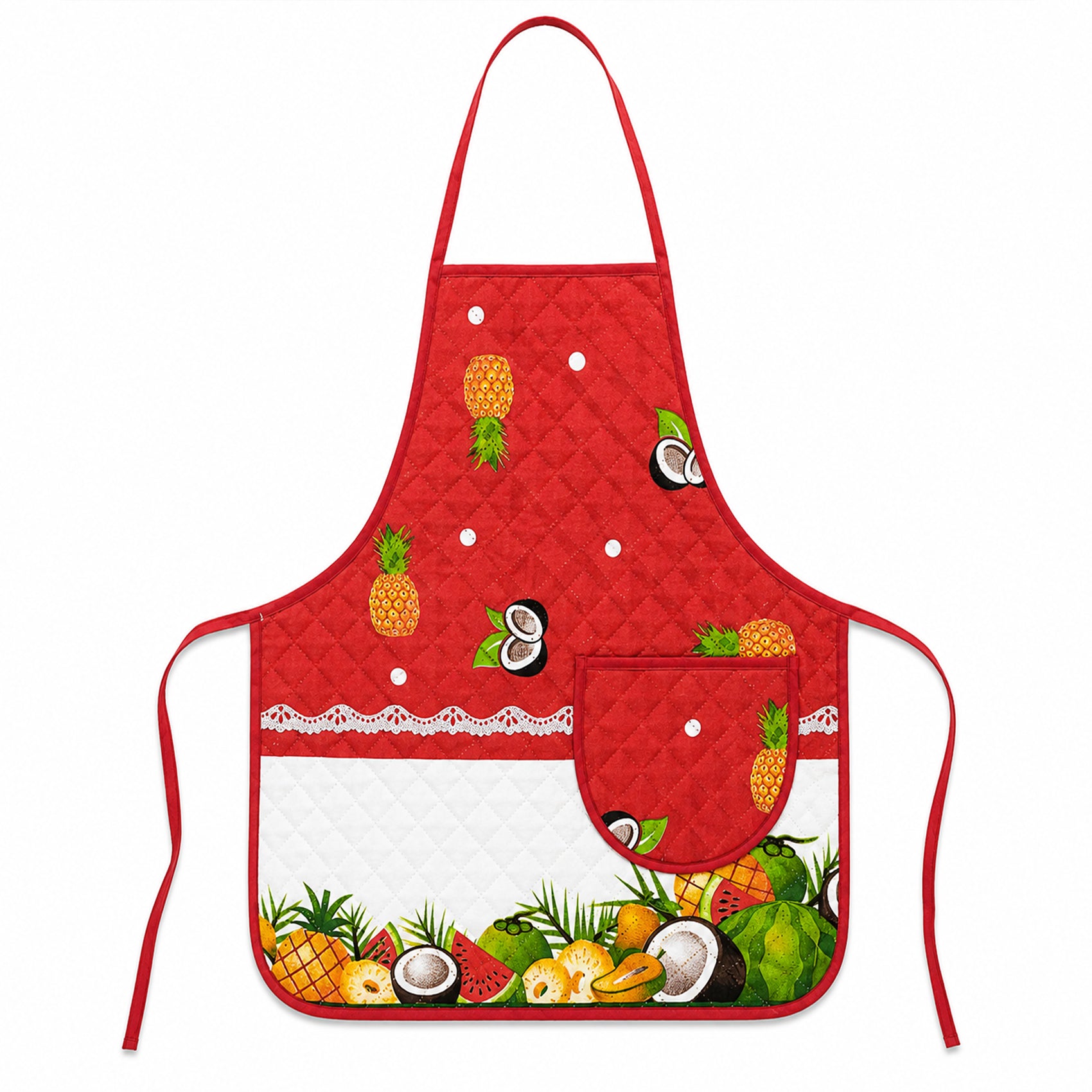 Mandil Delantal Ajustable Multiusos Repelente 65x50cm Rojo Frutos