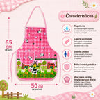 Mandil Delantal Ajustable Multiusos Repelente 65x50cm Rosa Granja