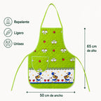 Mandil Delantal Ajustable Multiusos Repelente 65x50cm Verde Limón Patos