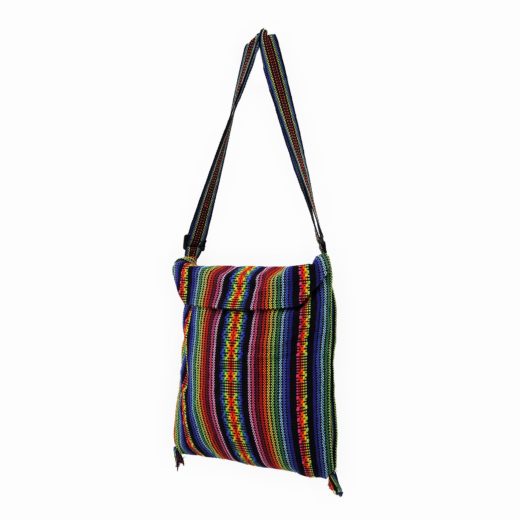 Morral Artesanal Para Hombre Con Correa Larga 34x38cm Multicolor