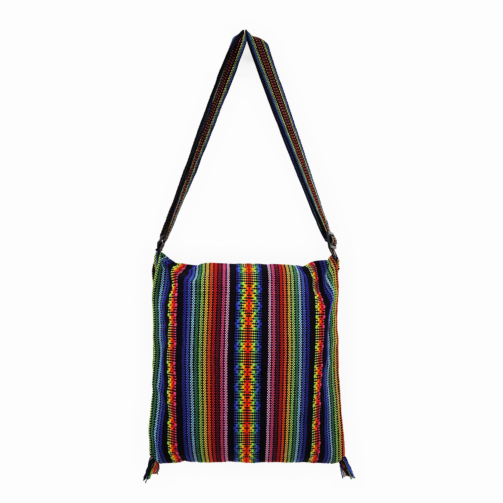 Morral Artesanal Para Hombre Con Correa Larga 34x38cm Multicolor