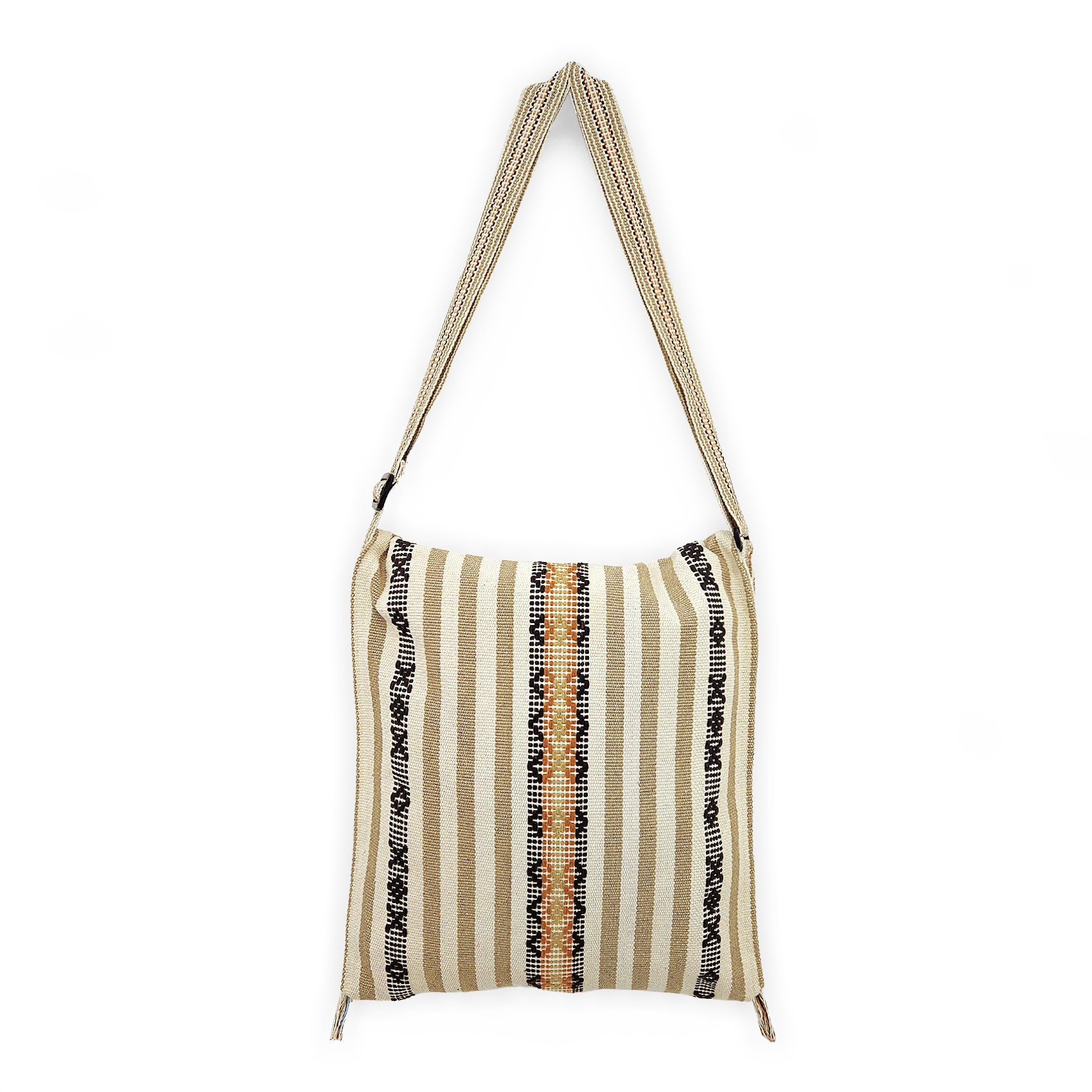 Morral Artesanal Para Hombre Con Correa Larga 34x38cm Beige