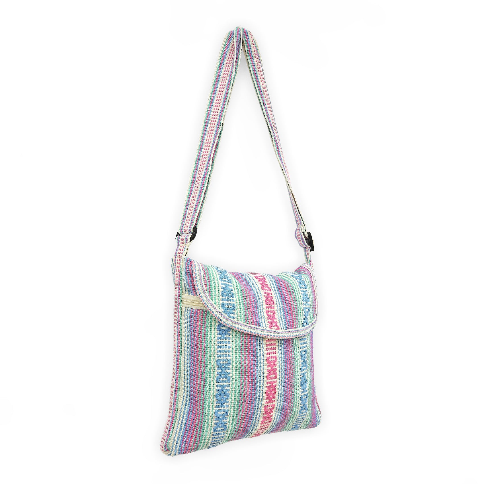 Morral Artesanal Mediano Unisex Con Correa Larga 26x26cm Multicolor