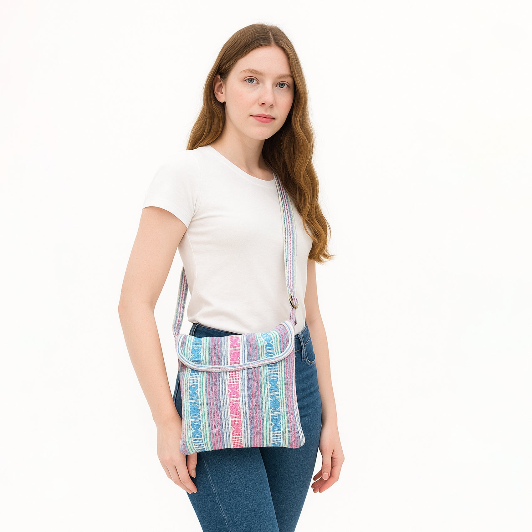 Morral Artesanal Mediano Unisex Con Correa Larga 26x26cm Multicolor