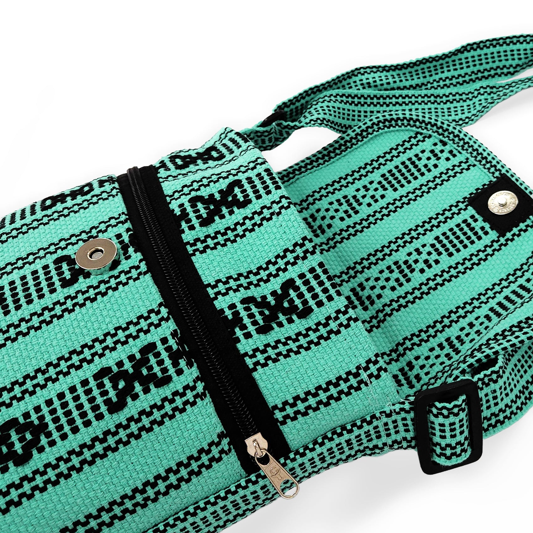 Morral Artesanal Mediano Unisex Con Correa Larga 26x26cm Turquesa