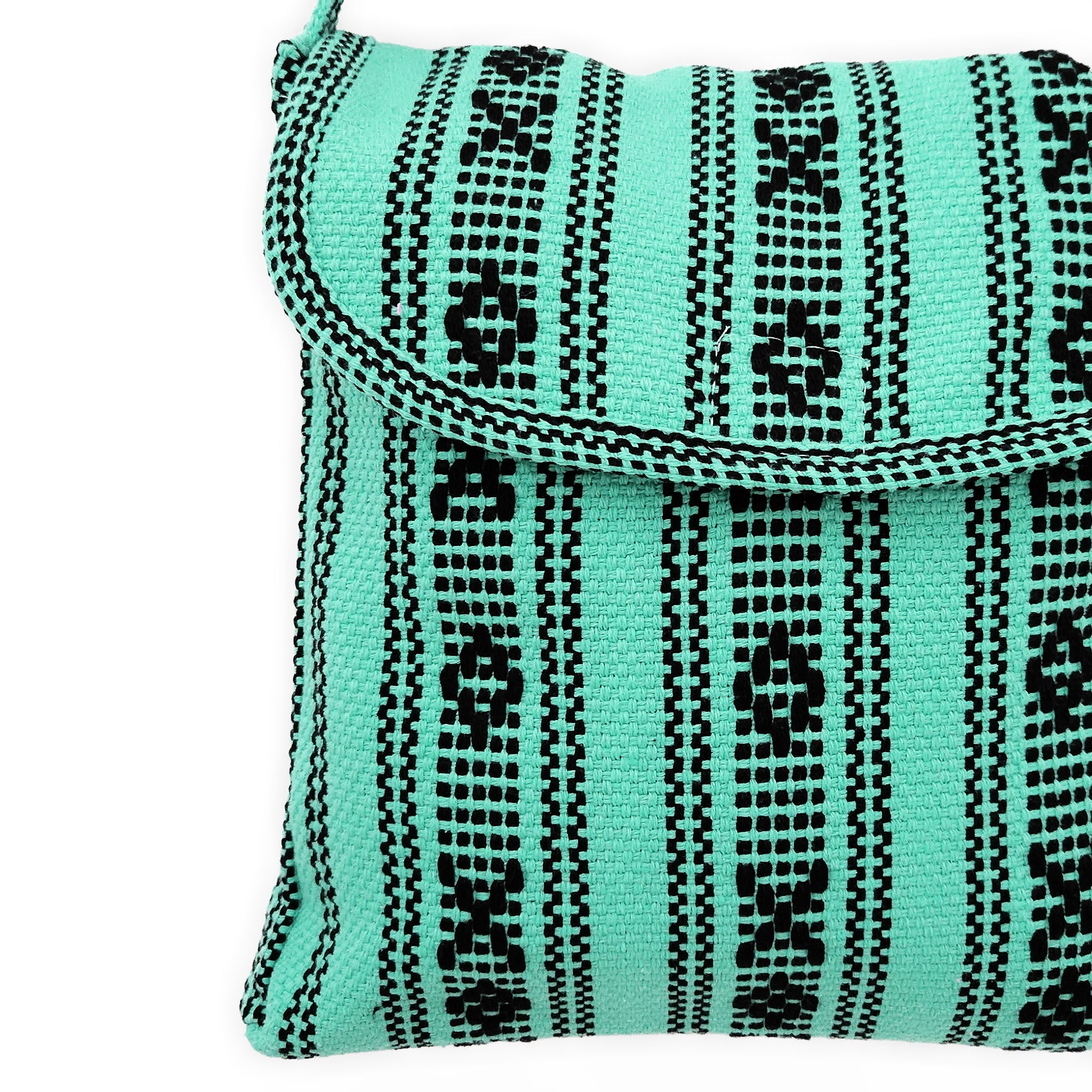 Morral Artesanal Mediano Unisex Con Correa Larga 26x26cm Turquesa
