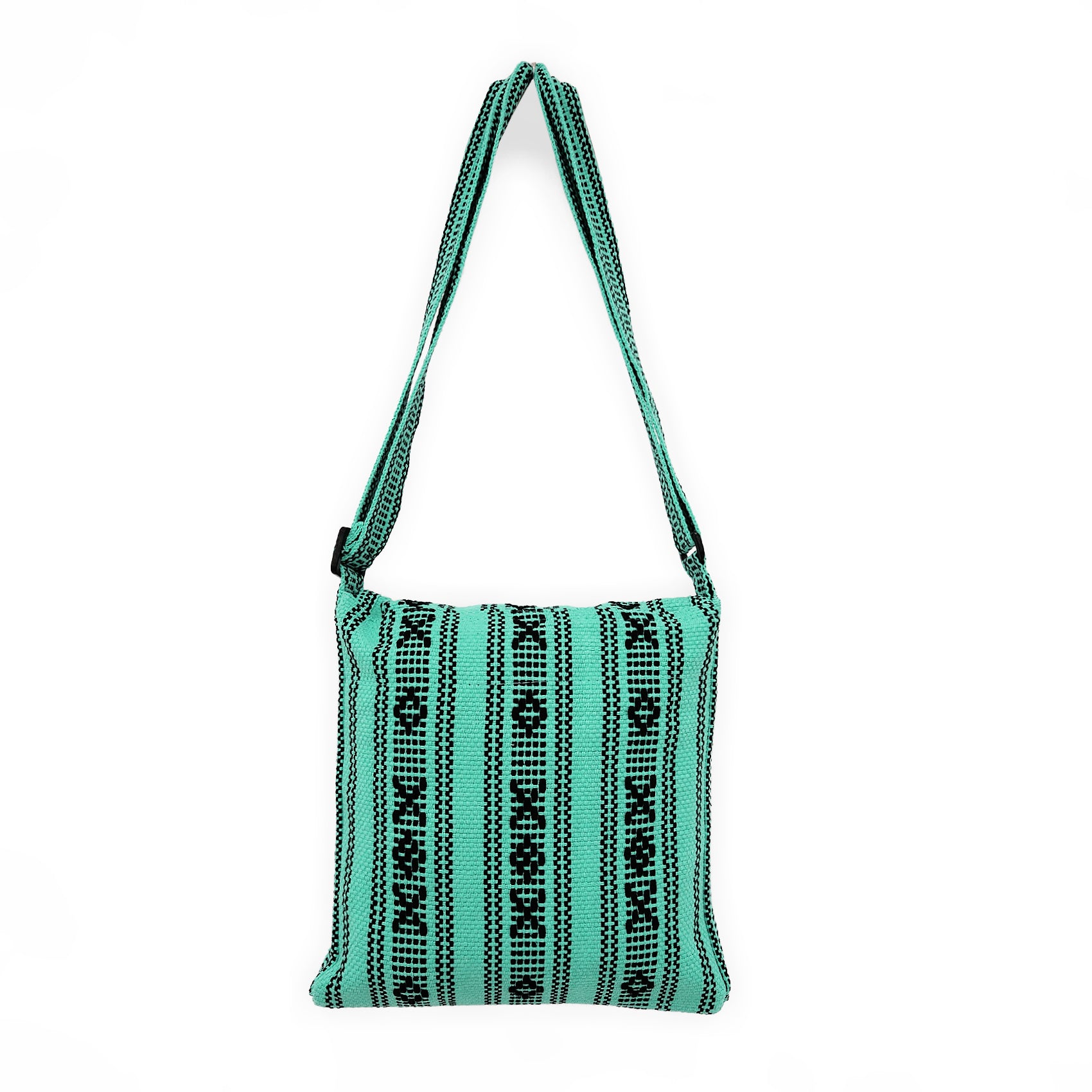 Morral Artesanal Mediano Unisex Con Correa Larga 26x26cm Turquesa