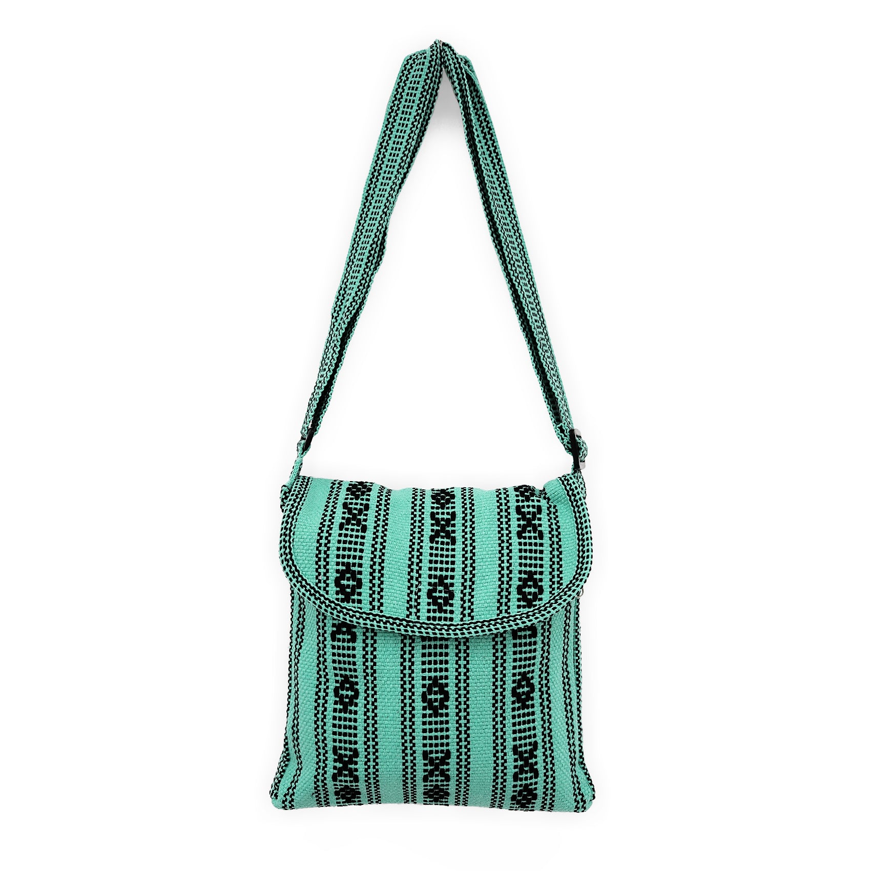 Morral Artesanal Mediano Unisex Con Correa Larga 26x26cm Turquesa