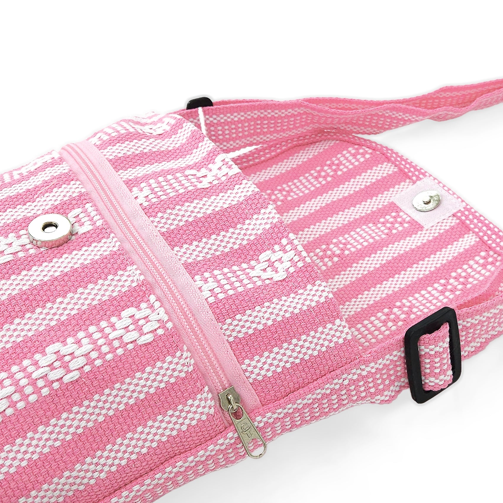 Morral Artesanal Mediano Unisex Con Correa Larga 26x26cm Rosa
