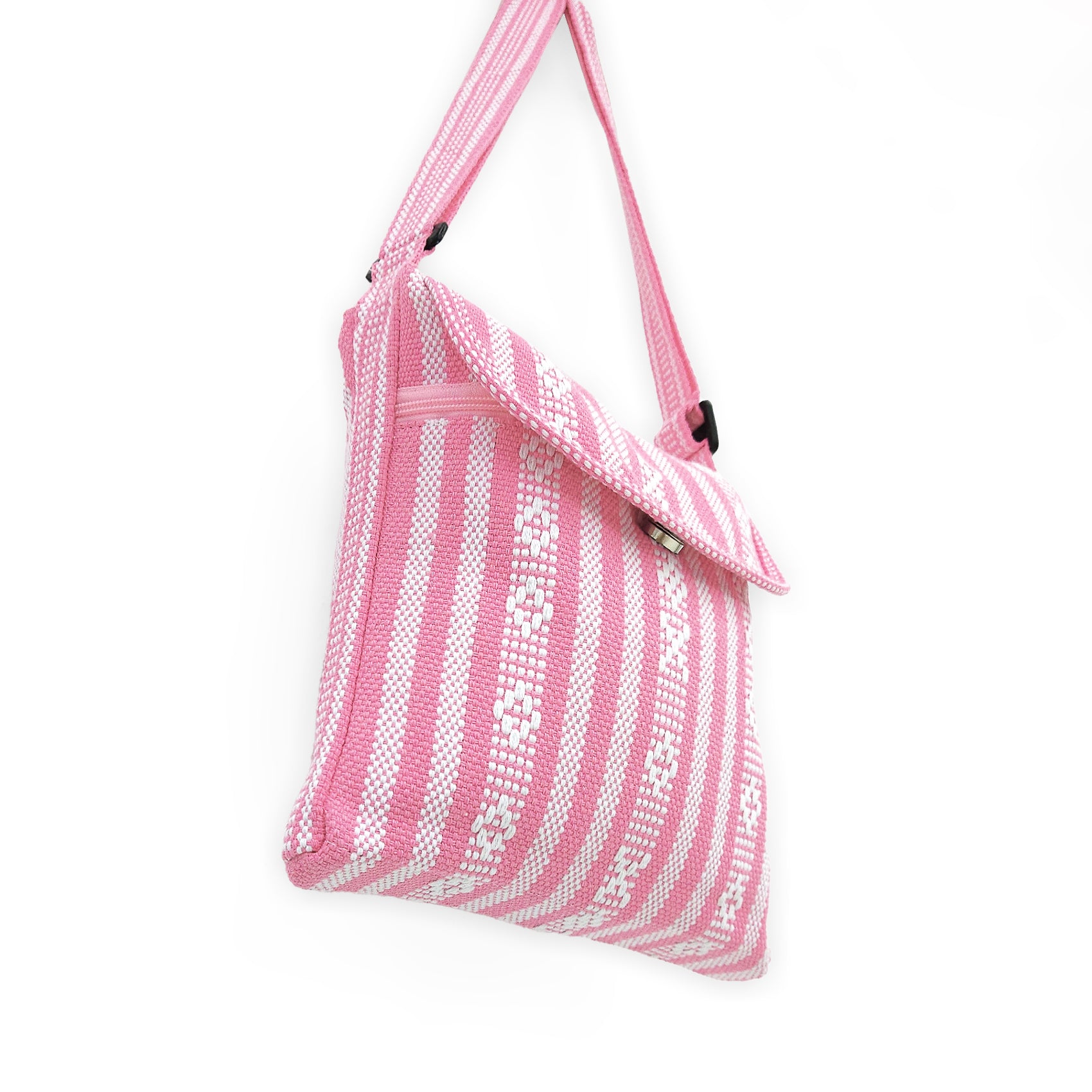 Morral Artesanal Mediano Unisex Con Correa Larga 26x26cm Rosa