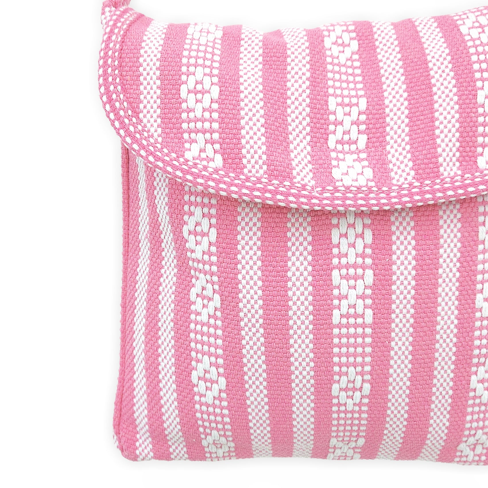 Morral Artesanal Mediano Unisex Con Correa Larga 26x26cm Rosa