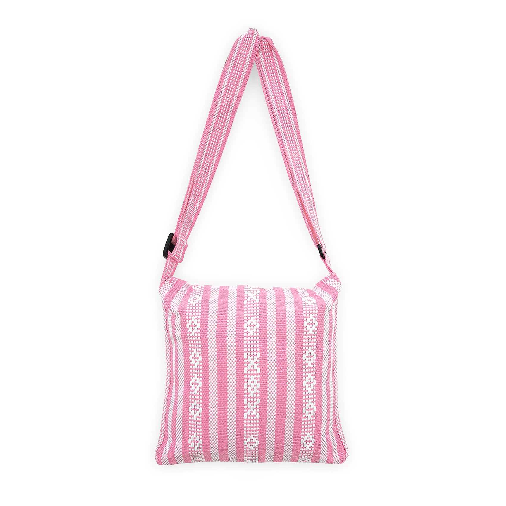 Morral Artesanal Mediano Unisex Con Correa Larga 26x26cm Rosa