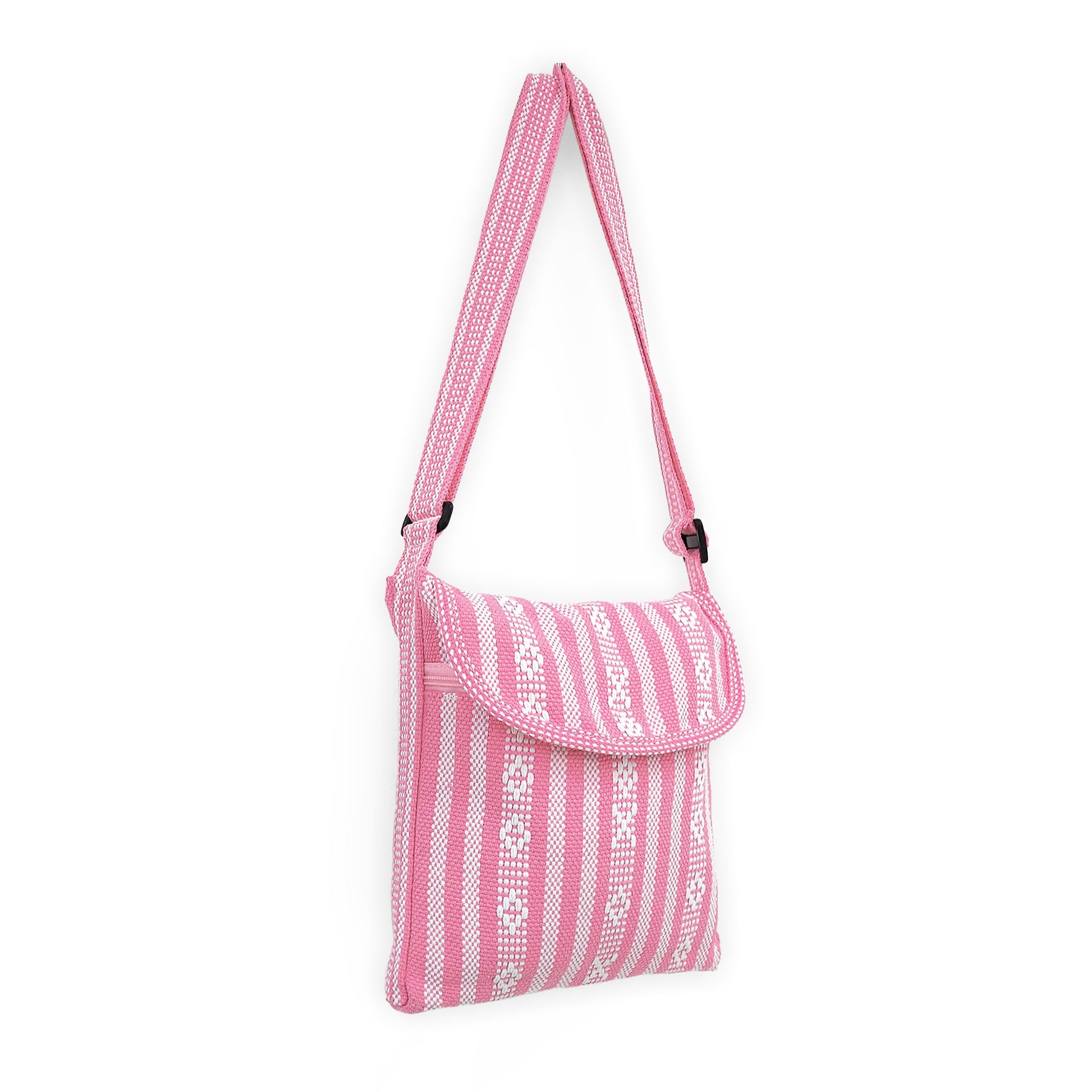 Morral Artesanal Mediano Unisex Con Correa Larga 26x26cm Rosa