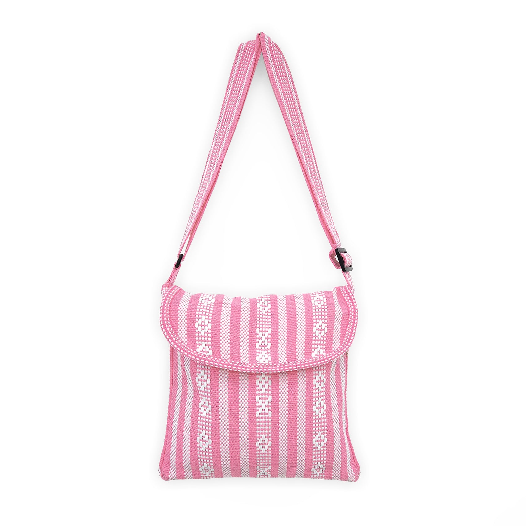 Morral Artesanal Mediano Unisex Con Correa Larga 26x26cm Rosa