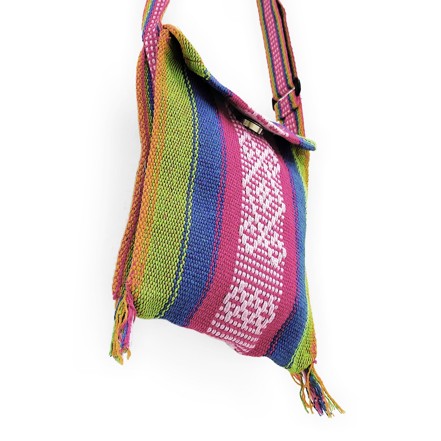 Morral Artesanal Pequeño Con Correa Ajustable Unisex 16x20cm Arcoíris