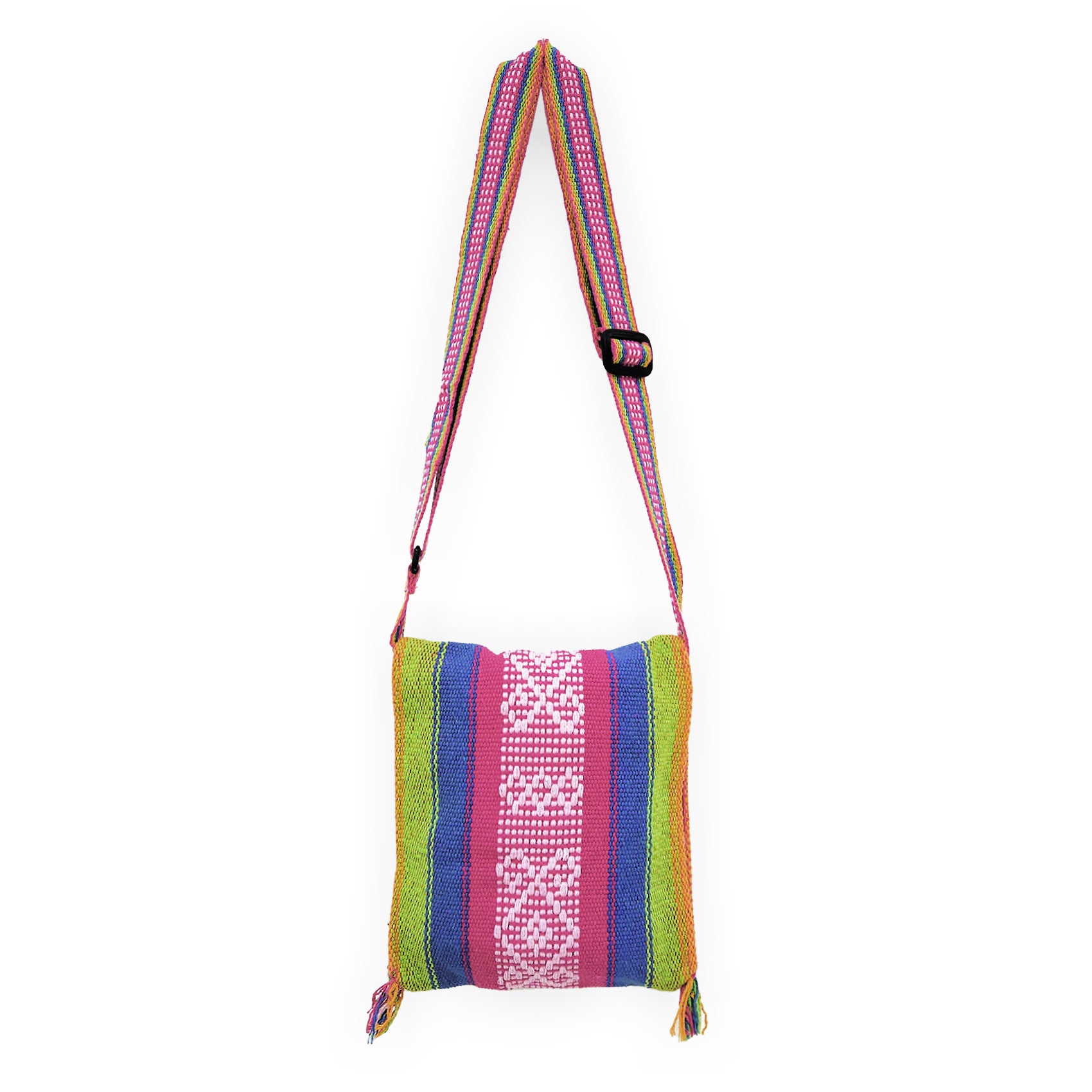 Morral Artesanal Pequeño Con Correa Ajustable Unisex 16x20cm Arcoíris