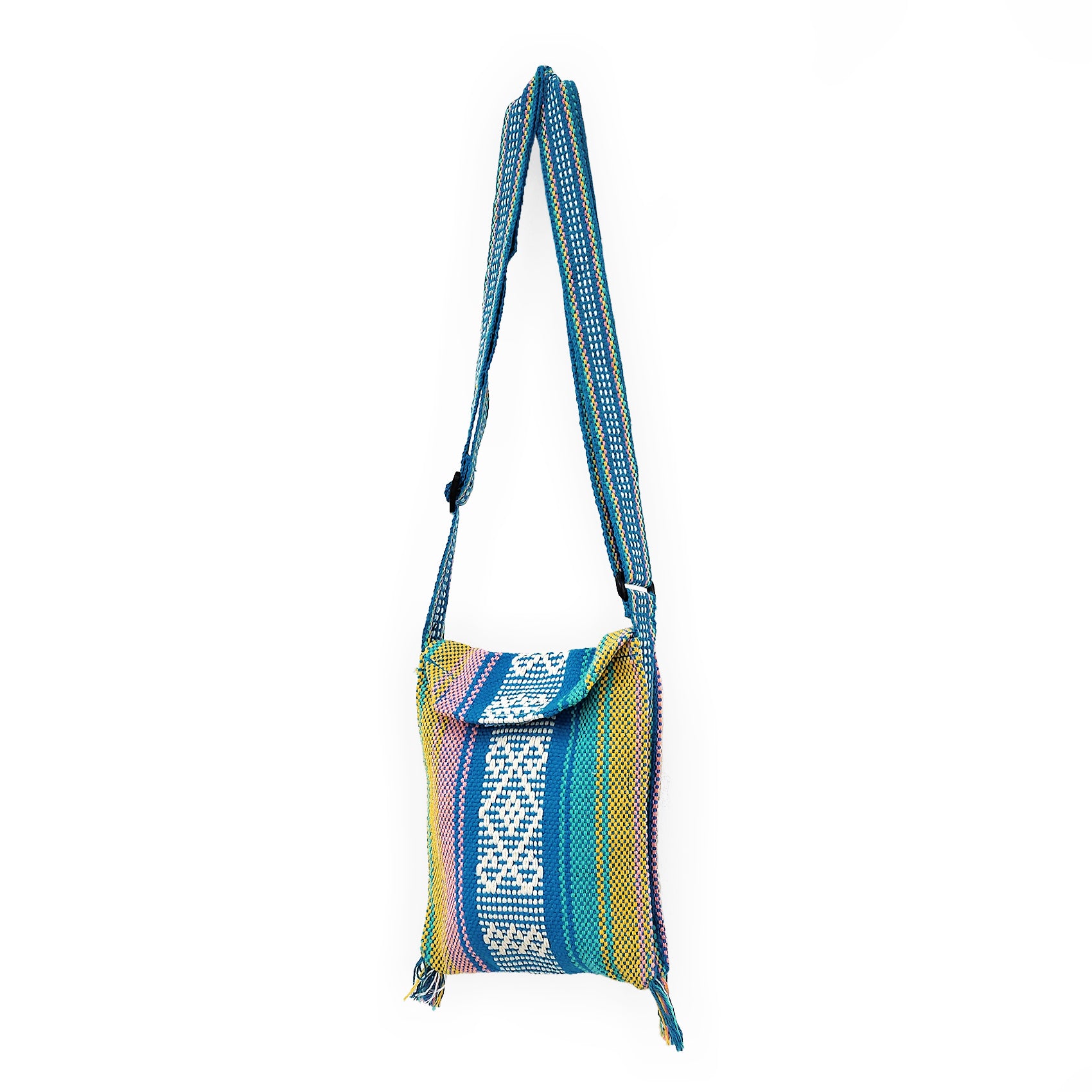 Morral Artesanal Pequeño Con Correa Ajustable Unisex 16x20cm Multicolor