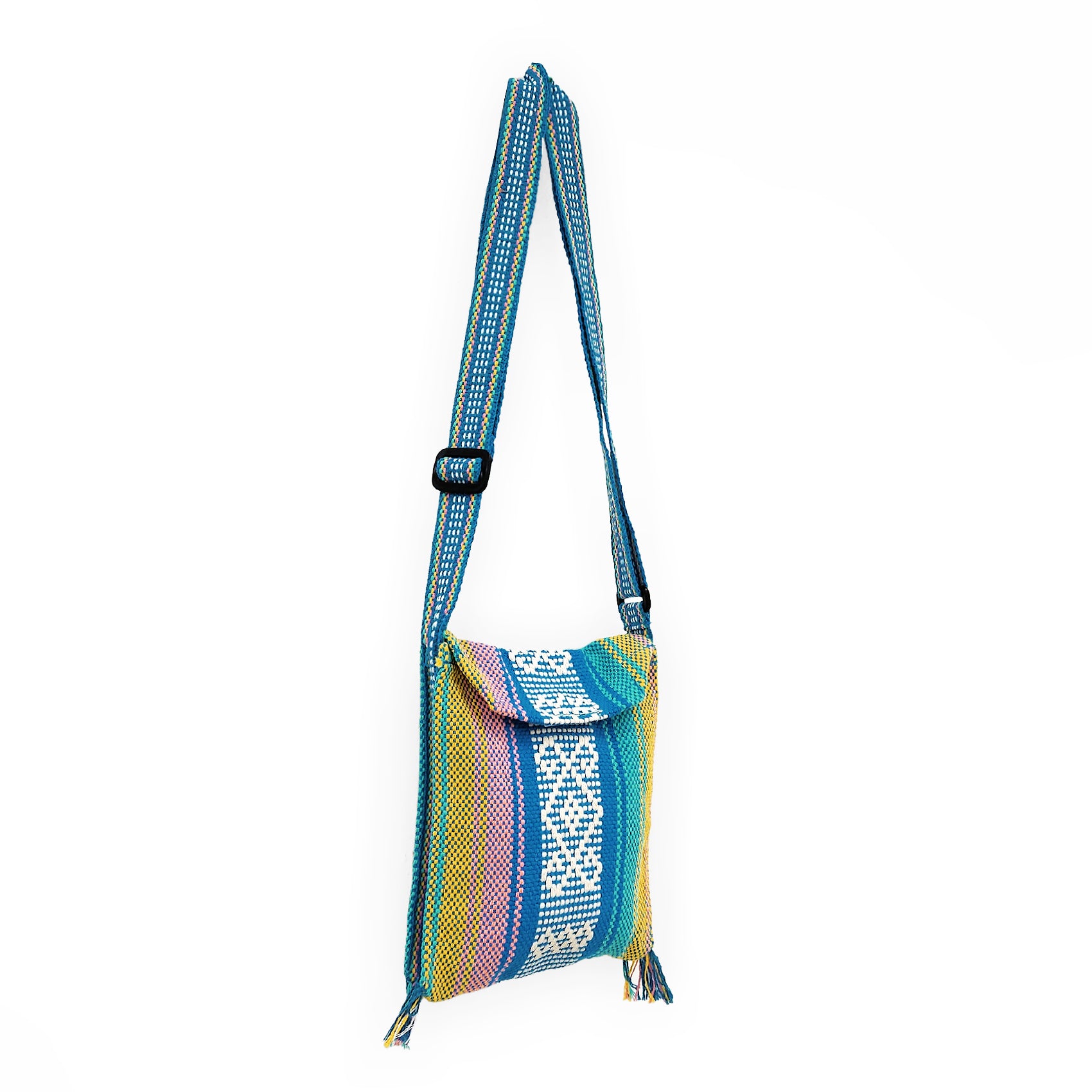 Morral Artesanal Pequeño Con Correa Ajustable Unisex 16x20cm Multicolor