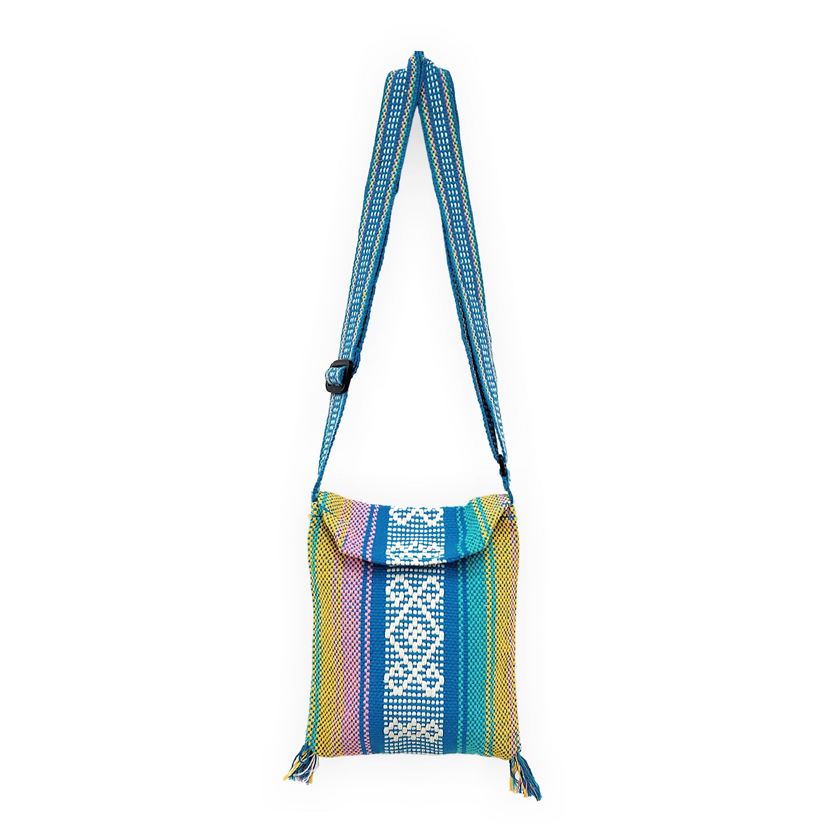 Morral Artesanal Pequeño Con Correa Ajustable Unisex 16x20cm Multicolor