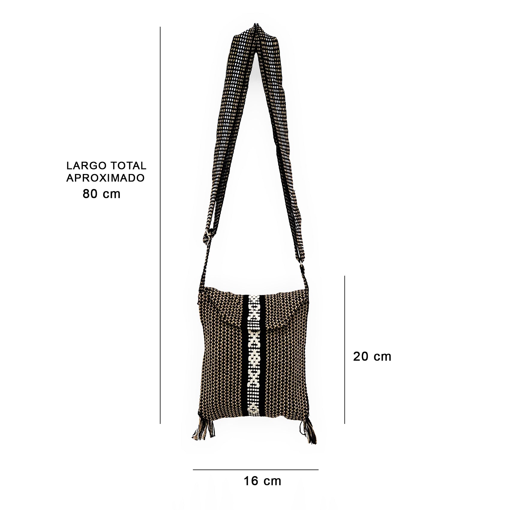 Morral Artesanal Pequeño Con Correa Ajustable Unisex 16x20cm Marrón