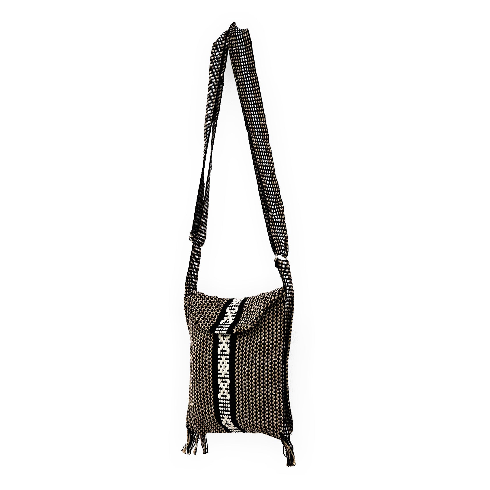 Morral Artesanal Pequeño Con Correa Ajustable Unisex 16x20cm Marrón
