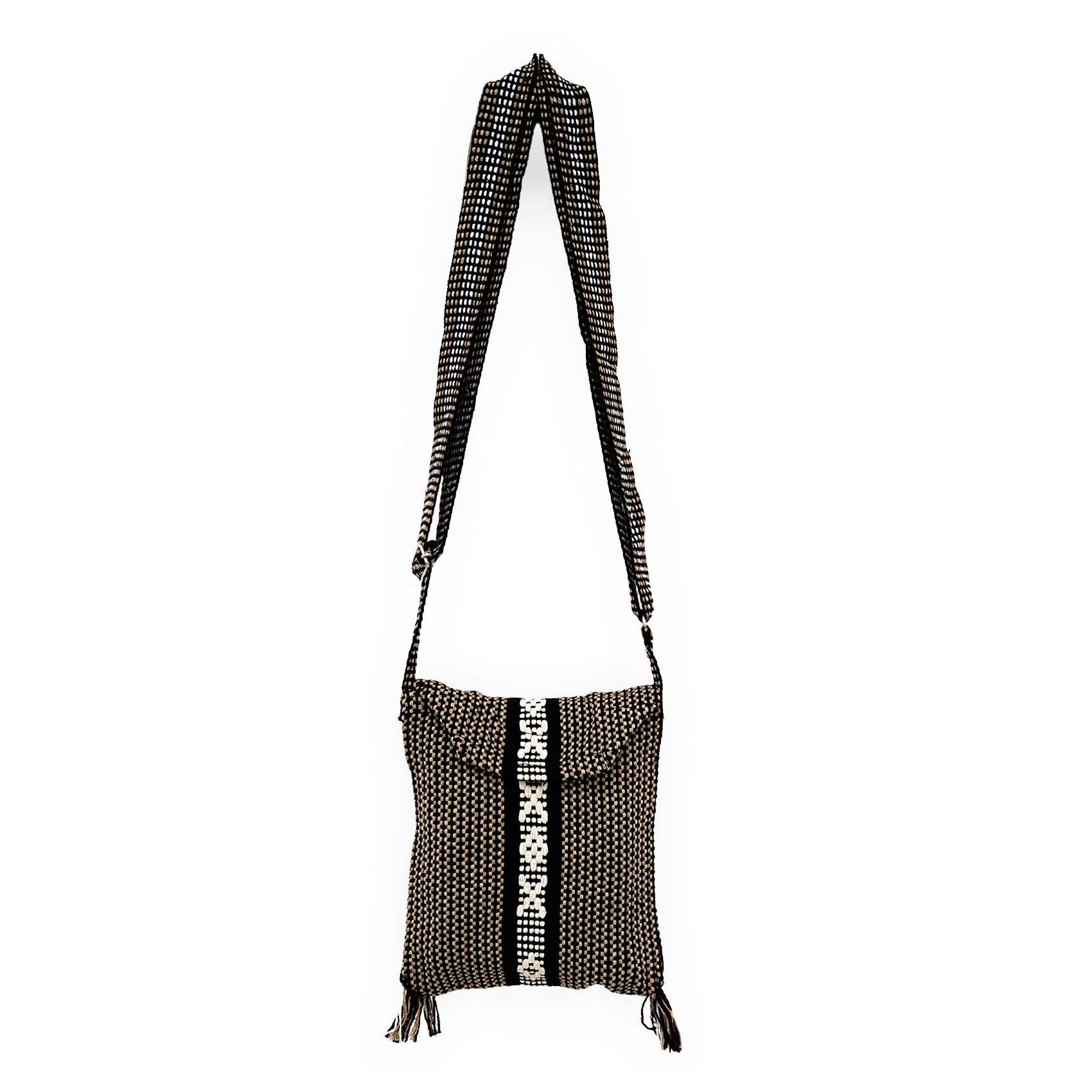 Morral Artesanal Pequeño Con Correa Ajustable Unisex 16x20cm Marrón