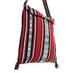 Morral Artesanal Para Hombre Con Correa Larga 34x38cm Rojo