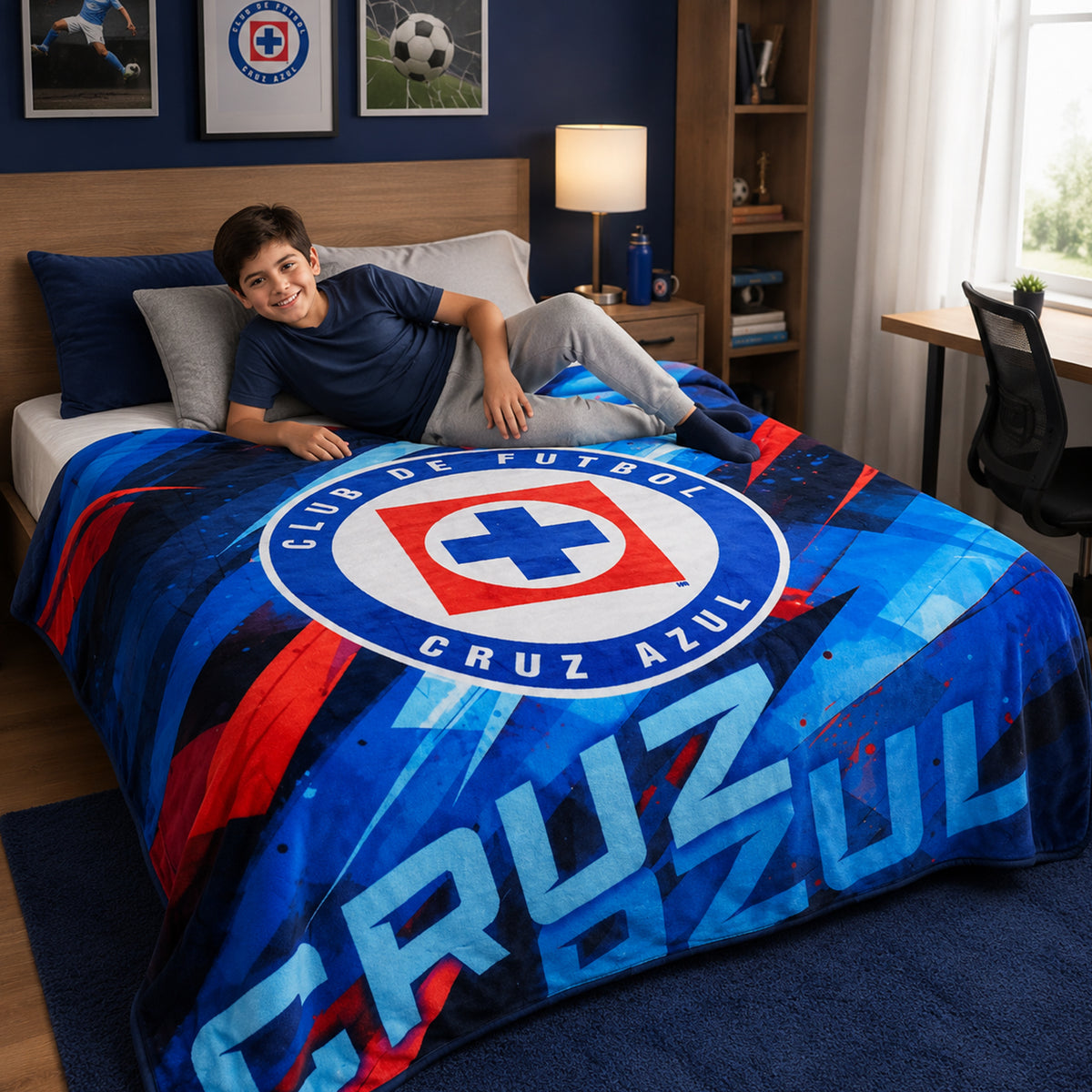 Frazada Ligera Super Suave Matrimonial Futbol Providencia® Cruz Azul