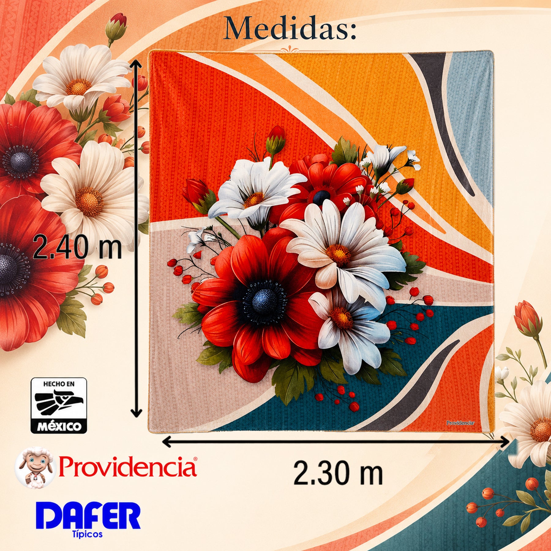 Edredón Jumbo De Borrega King Size 2.30mx2.40m Providencia® Margaritas