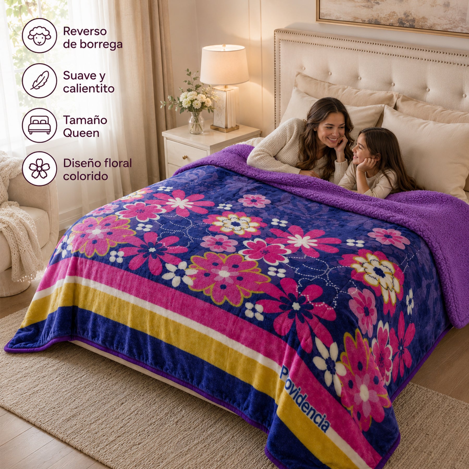 Edredón Borrega Soft Sobrecamero 2x2.20m Marca Providencia® Cozumel
