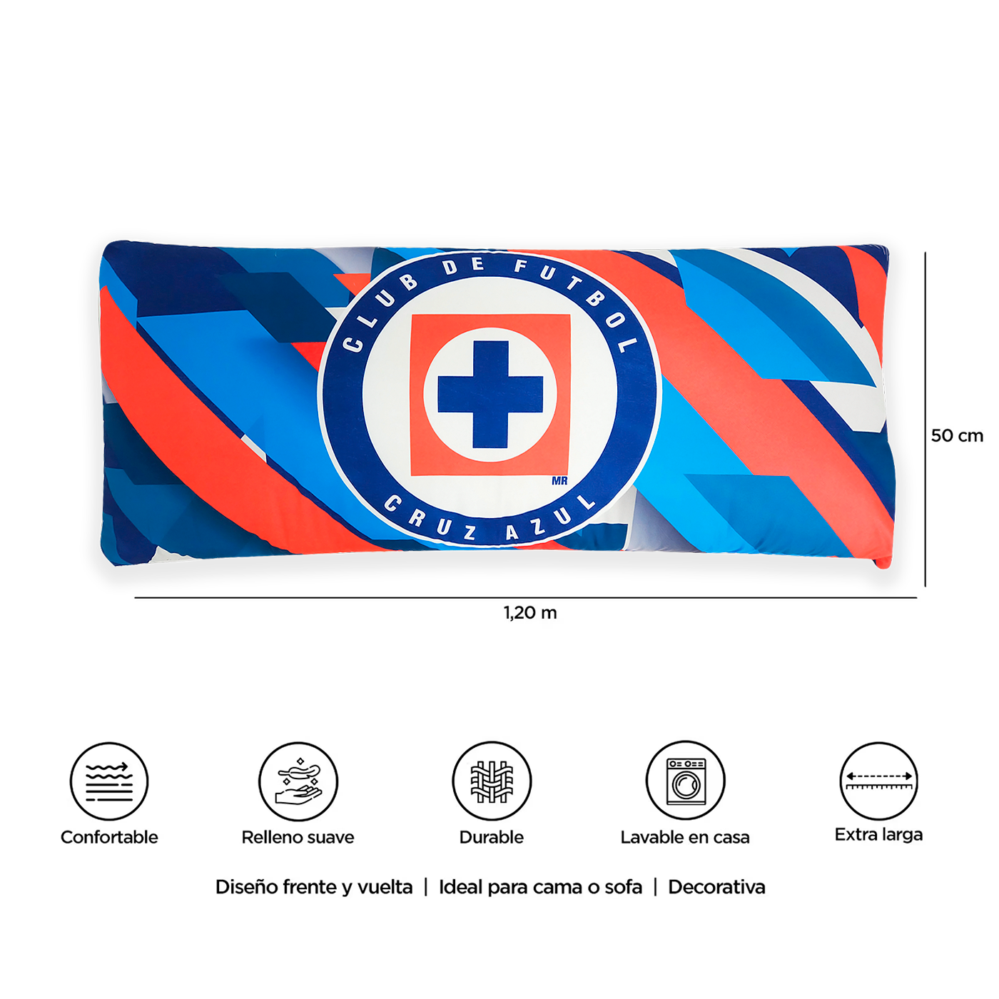 Almohada Súper Jumbo 120x50 Equipos Futbol Providencia® Cruz Azul