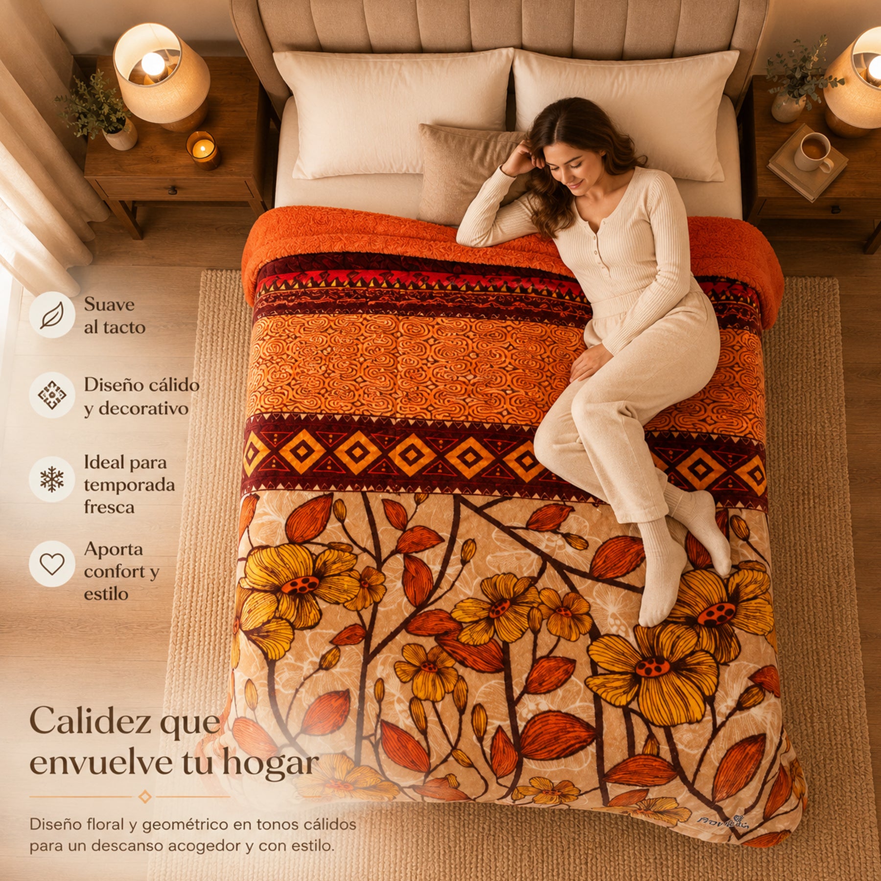 Edredón Borrega Soft Sobrecamero 2x2.20m Marca Providencia® Castilla