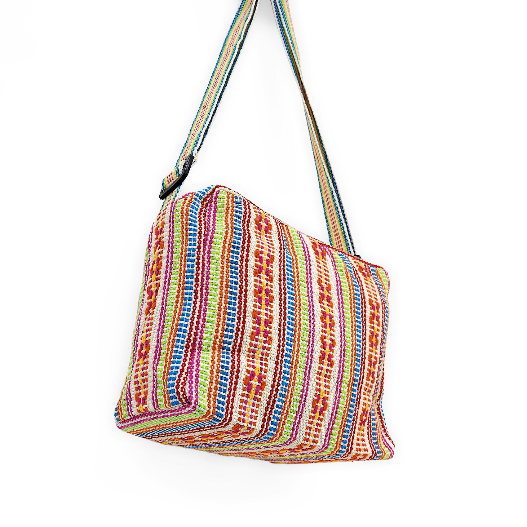 Bolsa Artesanal Mexicana Con Correa Larga Unisex 24x20cm Multicolor