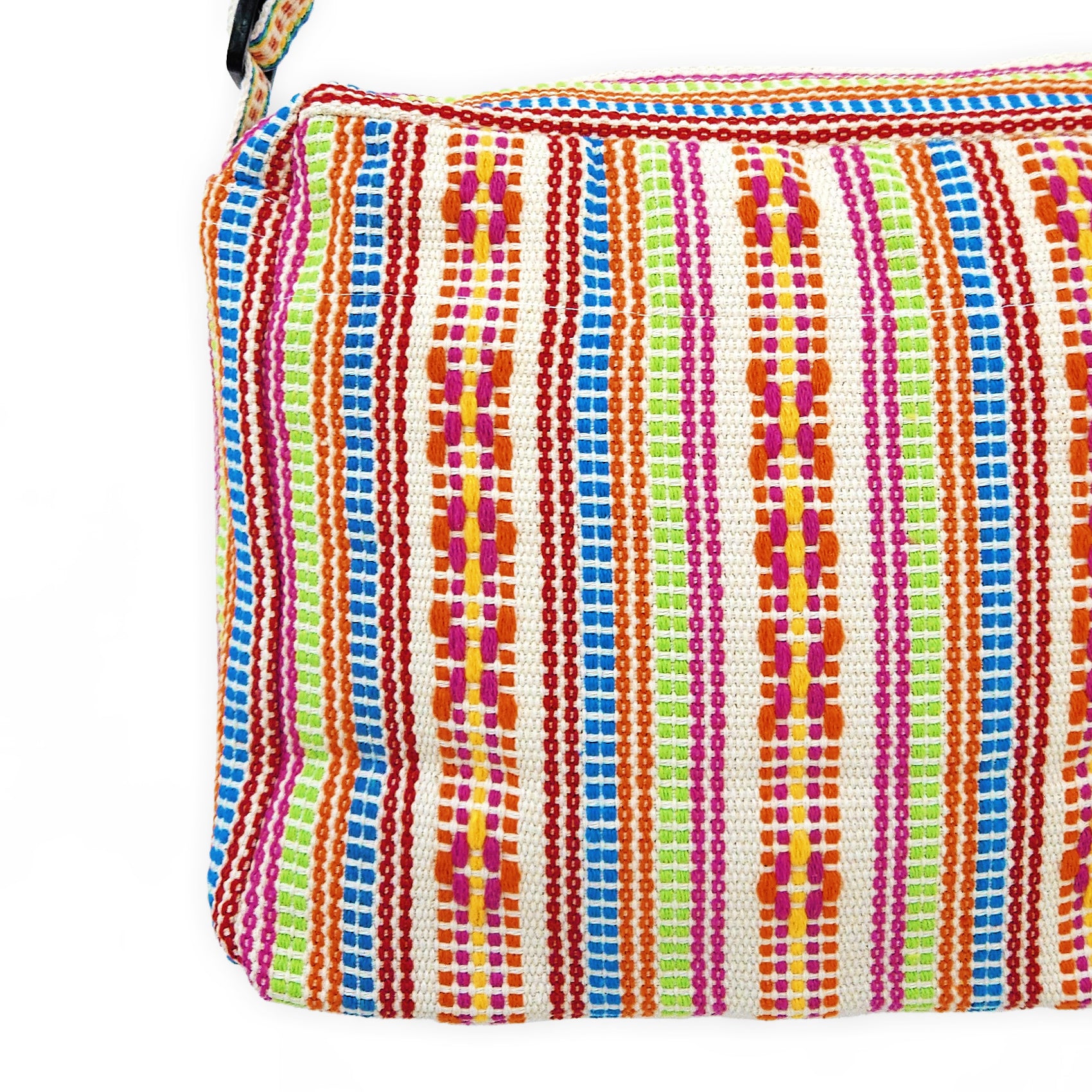 Bolsa Artesanal Mexicana Con Correa Larga Unisex 24x20cm Multicolor