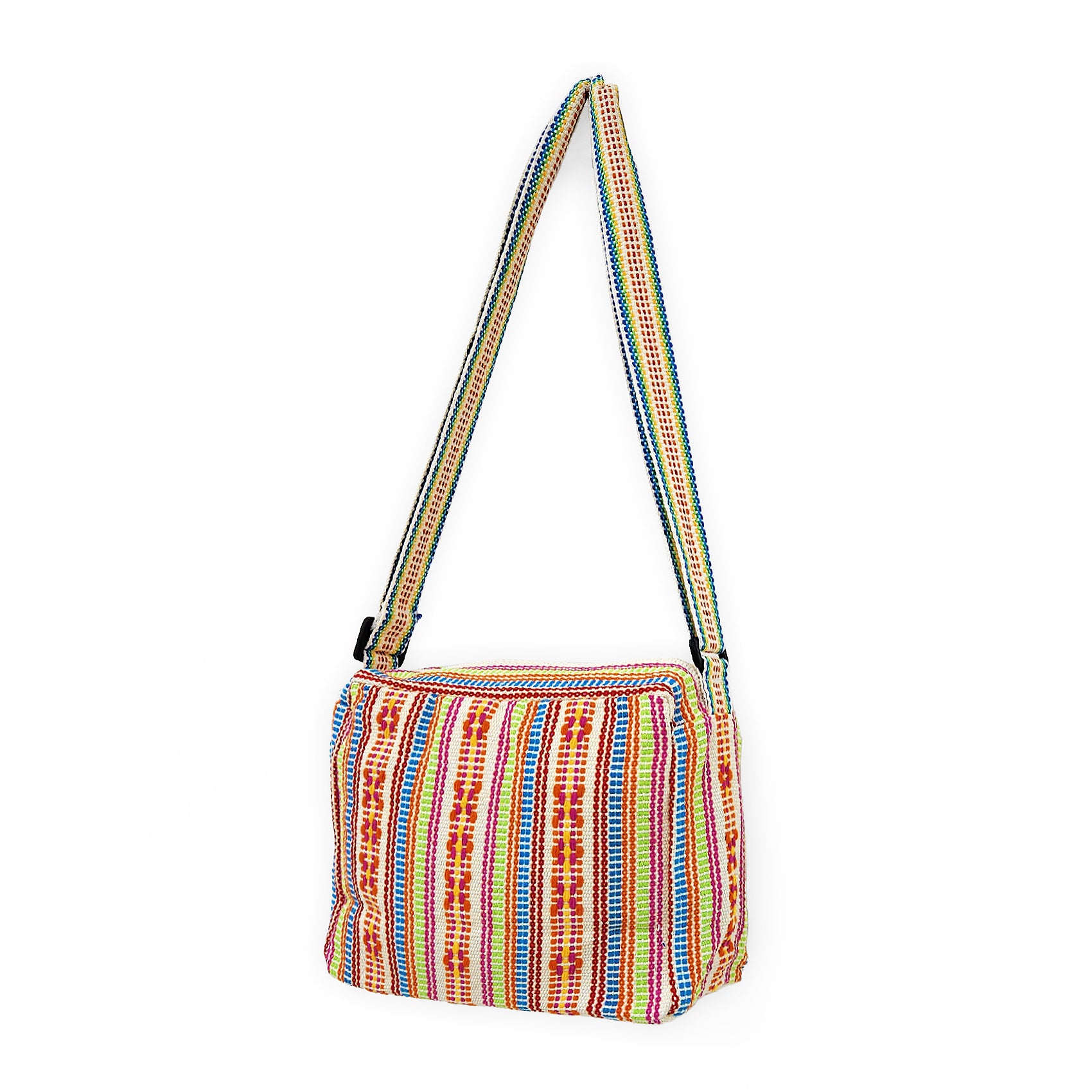 Bolsa Artesanal Mexicana Con Correa Larga Unisex 24x20cm Multicolor