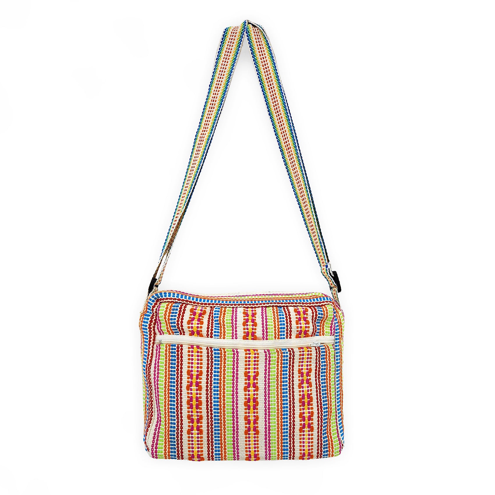 Bolsa Artesanal Mexicana Con Correa Larga Unisex 24x20cm Multicolor
