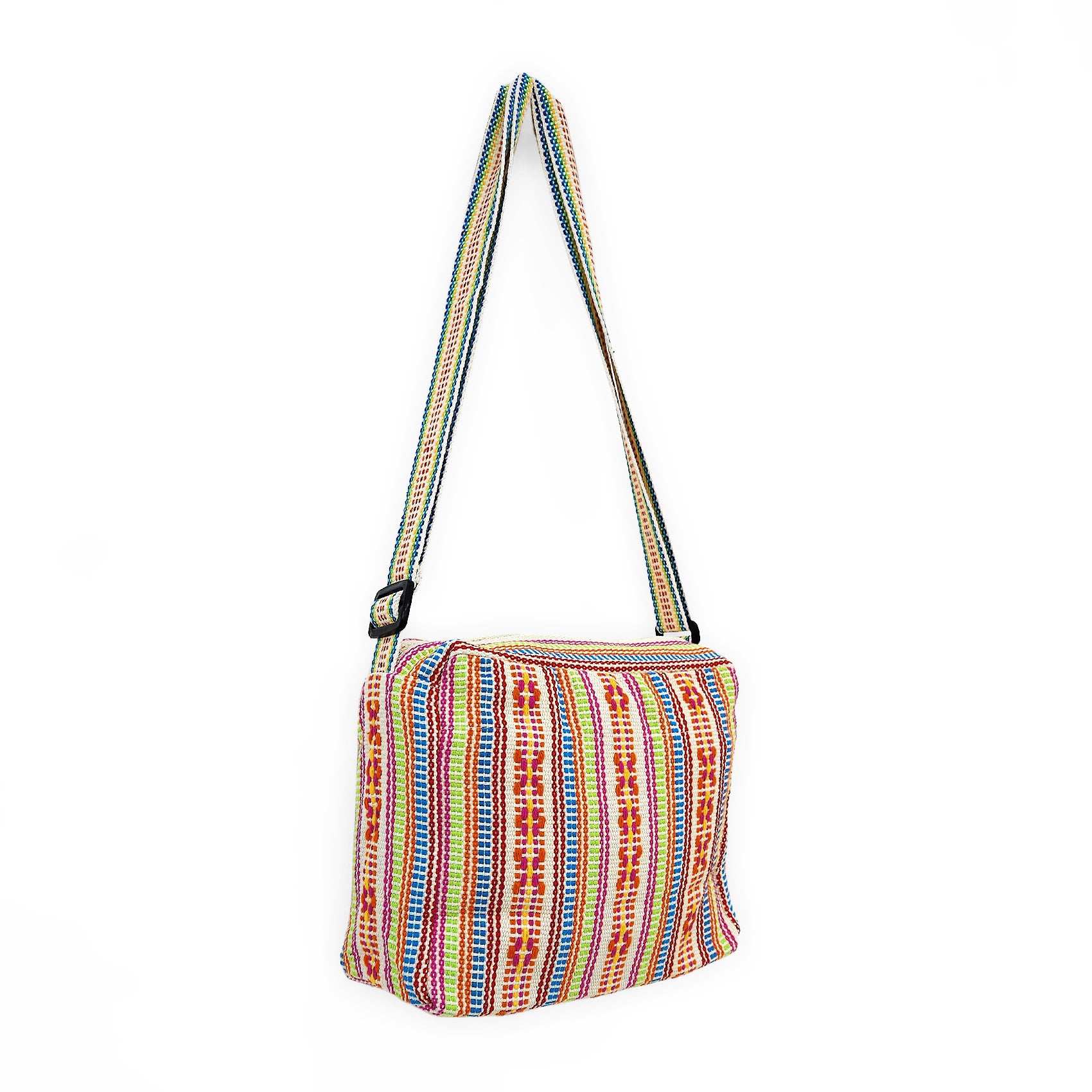 Bolsa Artesanal Mexicana Con Correa Larga Unisex 24x20cm Multicolor