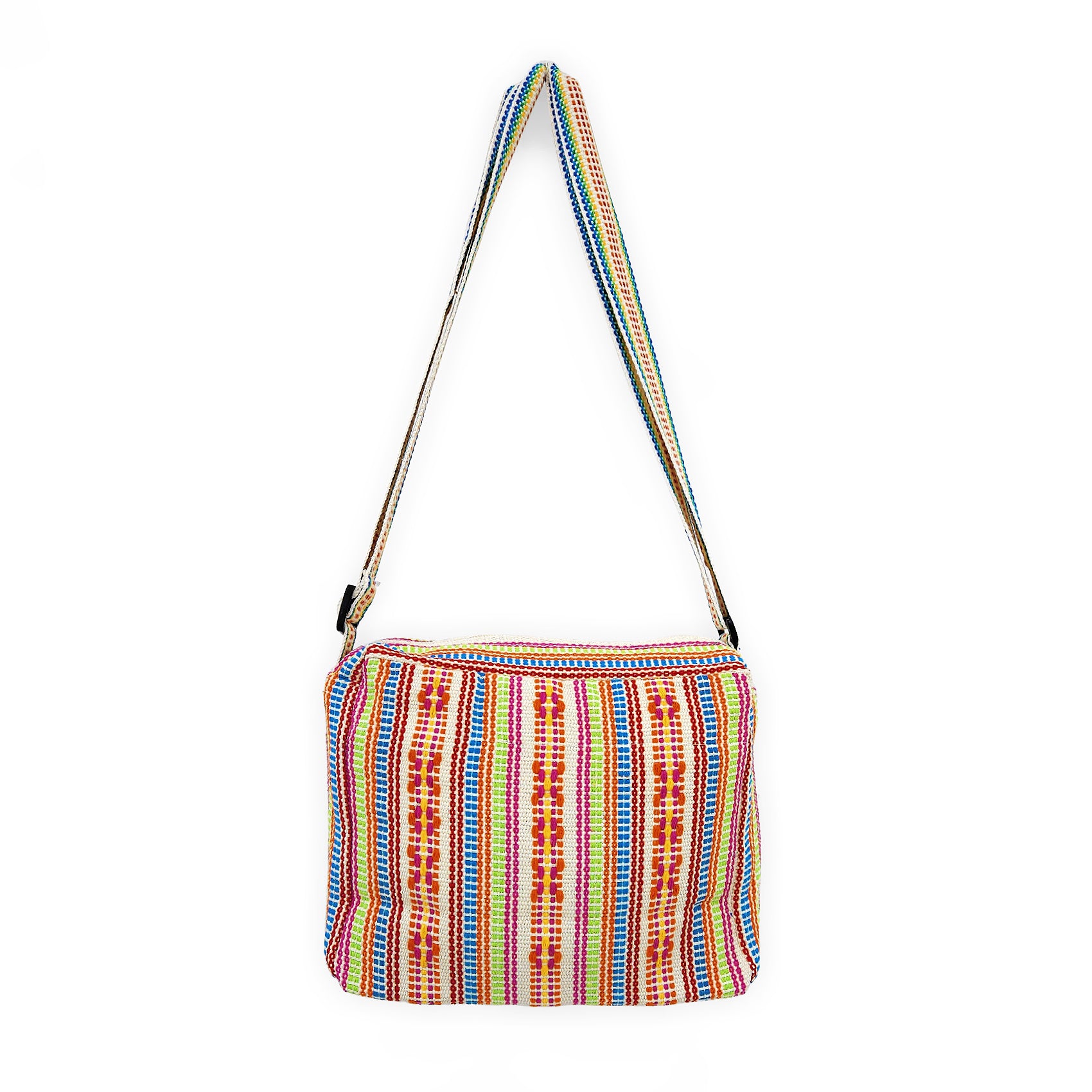 Bolsa Artesanal Mexicana Con Correa Larga Unisex 24x20cm Multicolor
