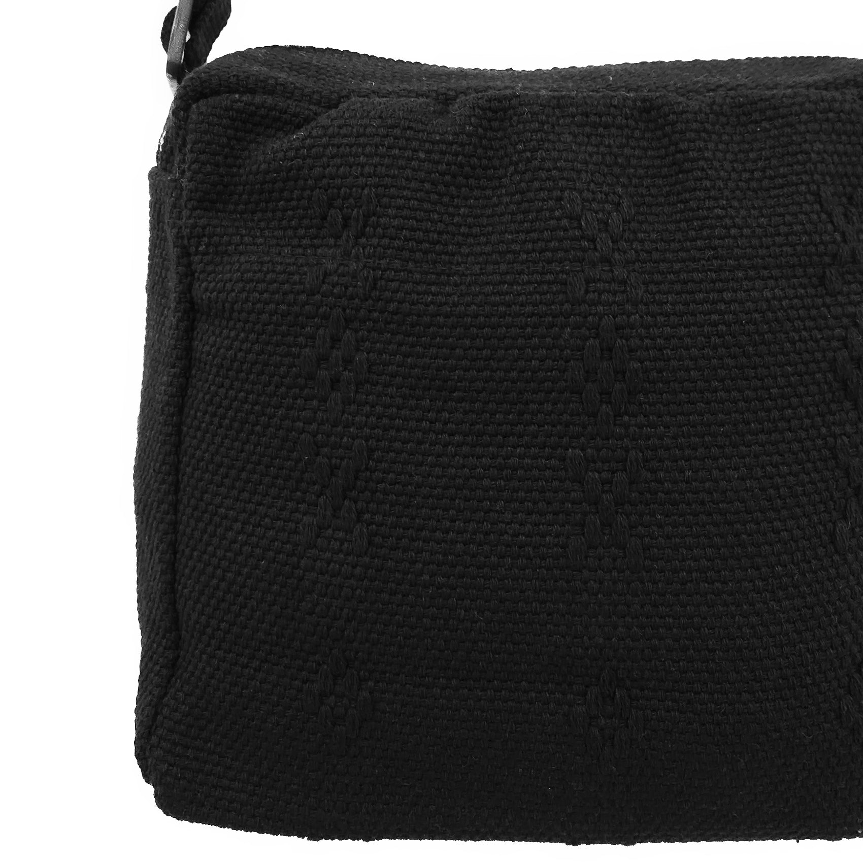 Bolsa Artesanal Mexicana Con Correa Larga Unisex 24x20cm Negro