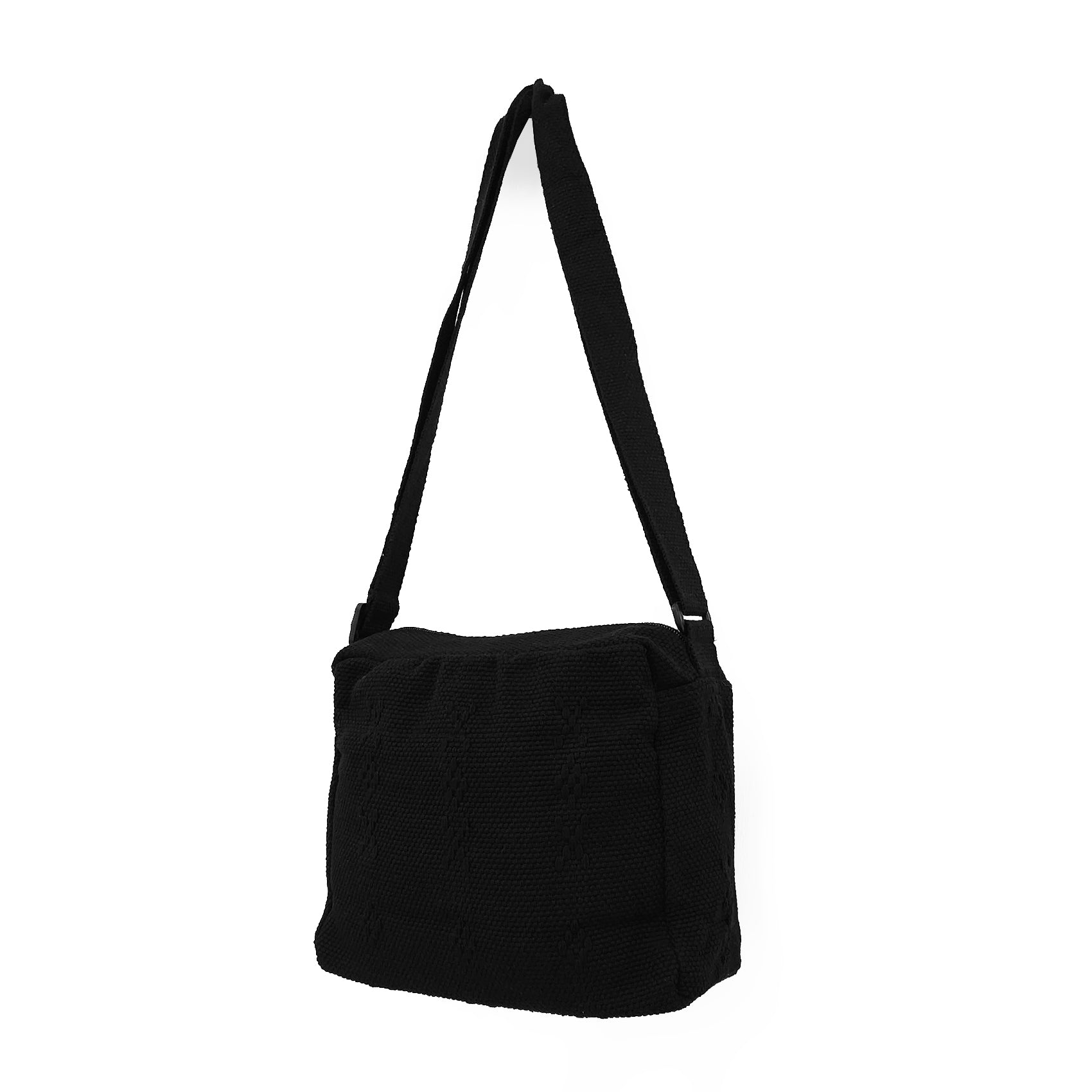 Bolsa Artesanal Mexicana Con Correa Larga Unisex 24x20cm Negro