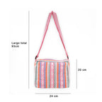 Bolsa Artesanal Mexicana Con Correa Larga Unisex 24x20cm Rosa