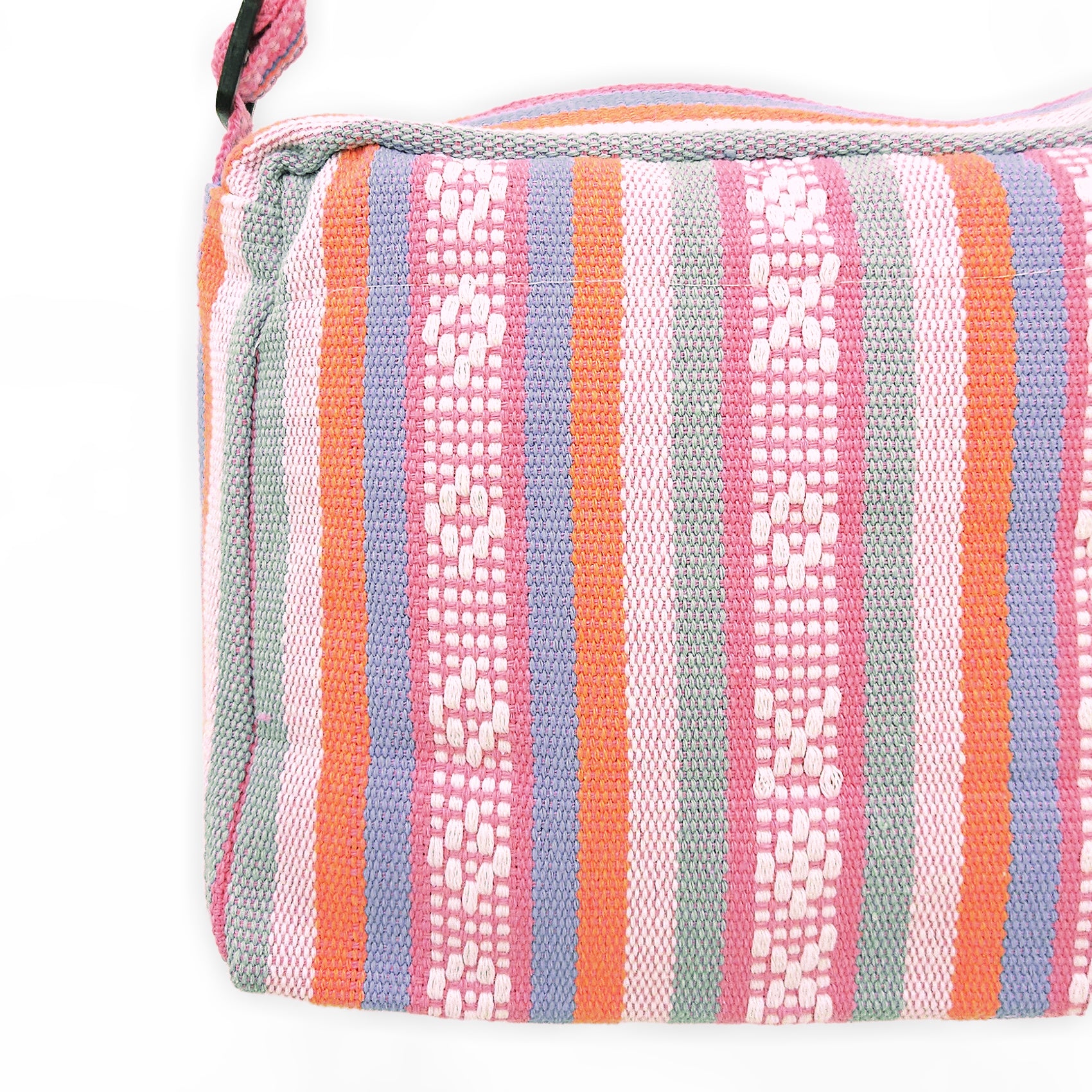 Bolsa Artesanal Mexicana Con Correa Larga Unisex 24x20cm Rosa