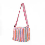 Bolsa Artesanal Mexicana Con Correa Larga Unisex 24x20cm Rosa