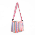 Bolsa Artesanal Mexicana Con Correa Larga Unisex 24x20cm Rosa