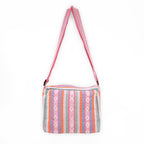 Bolsa Artesanal Mexicana Con Correa Larga Unisex 24x20cm Rosa