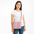 Bolsa Artesanal Mexicana Con Correa Larga Unisex 24x20cm Rosa