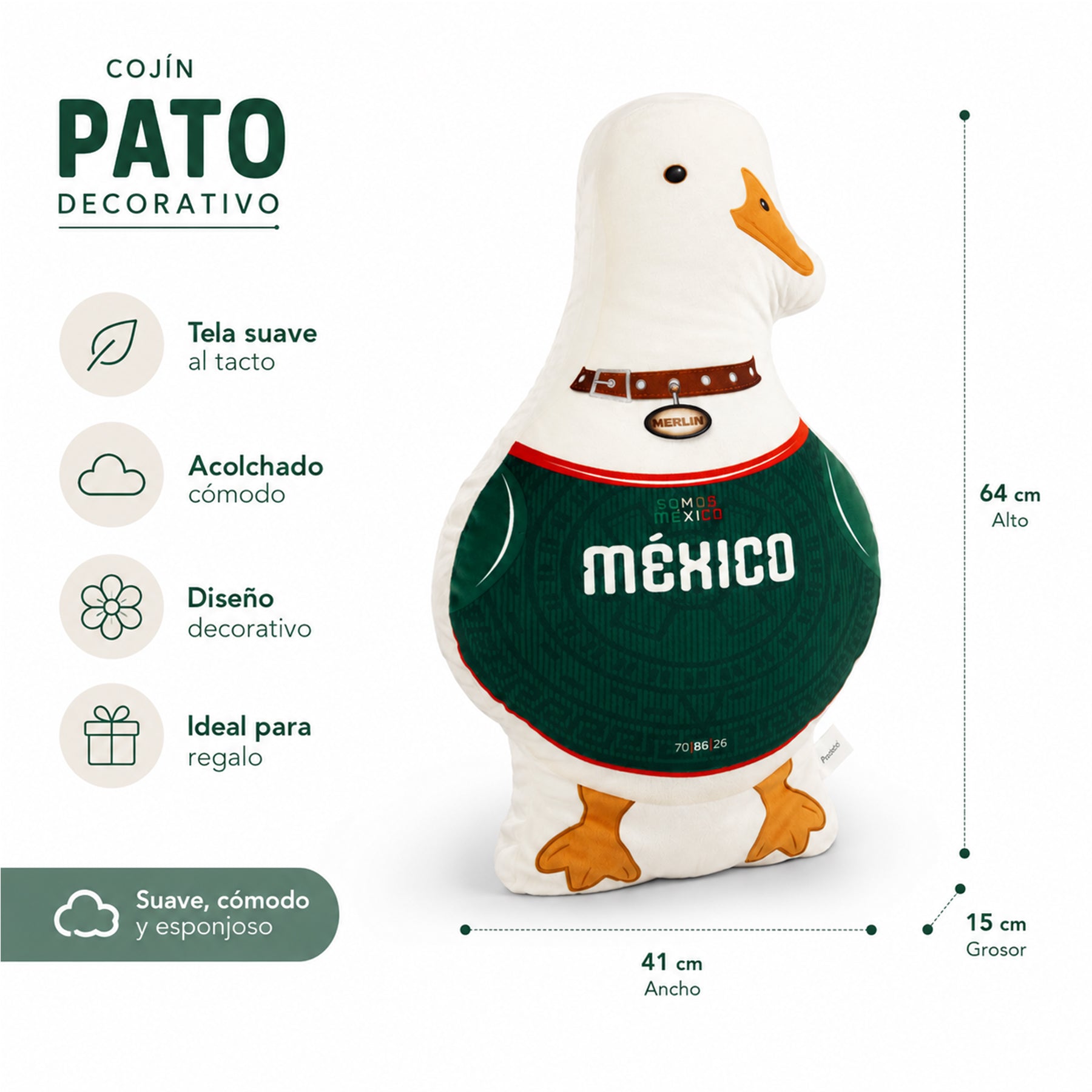 Cojín Decorativo Del Pato Merlín Marca Providencia®