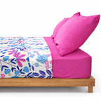 Juego De Sabanas King Size 6pz Tacto Bamboo Flores Fucsia