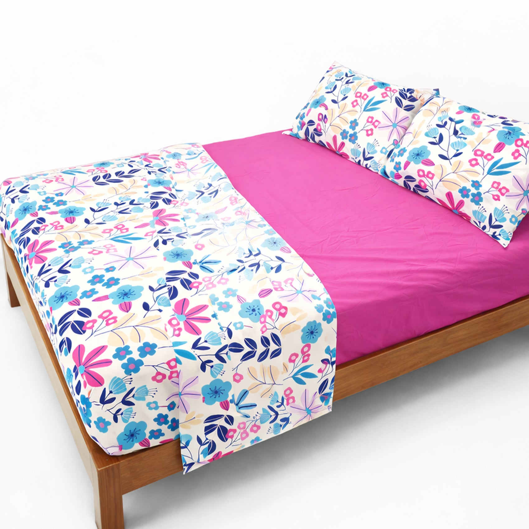 Juego De Sabanas King Size 6pz Tacto Bamboo Flores Fucsia One Million®