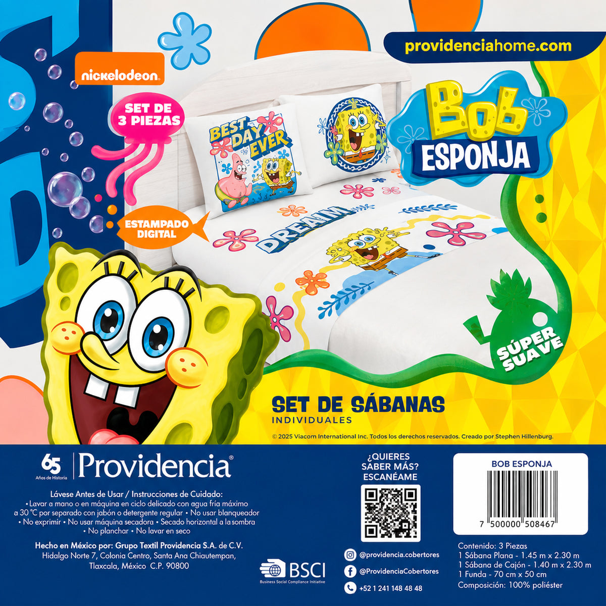 Juego De Sabanas Individual Infantil 3pz Marca Providencia® Bob Friends